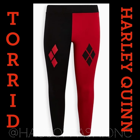 TORRID Harley Quinn Black Red Checkered Suicide Squad Leggings! - Picture 1 of 8